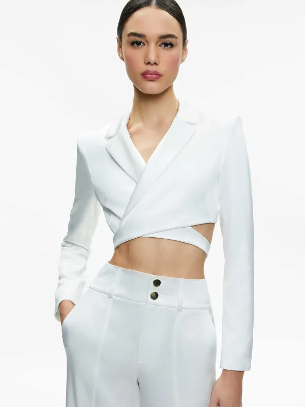 Alice and Olivia Leone Cropped Wrap Blazer-Women Tops
