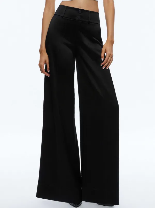 Alice and Olivia Leone Cropped Wrap Blazer + Mame High Rise Wide Leg Pant-Women Matching Sets