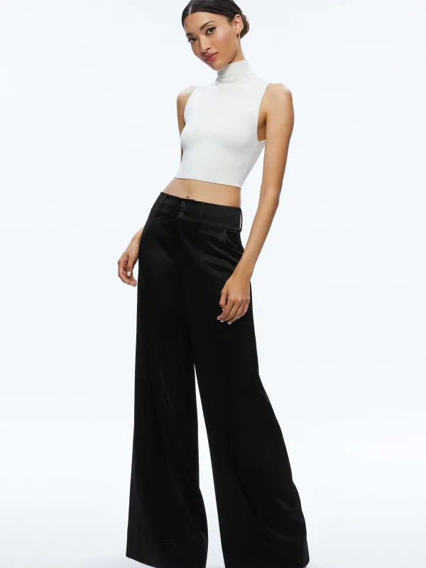Alice and Olivia Leone Cropped Wrap Blazer + Mame High Rise Wide Leg Pant-Women Matching Sets