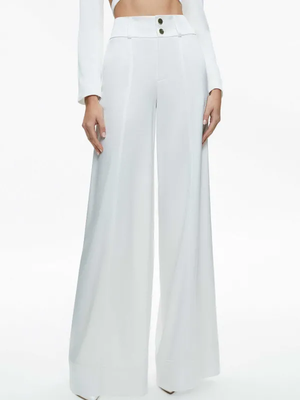 Alice and Olivia Leone Cropped Wrap Blazer + Mame High Rise Wide Leg Pant-Women Matching Sets