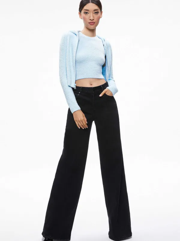 Alice and Olivia Lidell Cropped Zip Up Hoodie + Amity Sleeveless Cropped Tank-Women Matching Sets