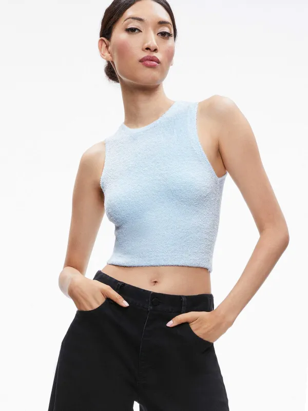 Alice and Olivia Lidell Cropped Zip Up Hoodie + Amity Sleeveless Cropped Tank-Women Matching Sets
