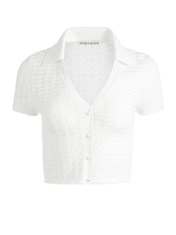 Alice and Olivia Linda Cropped Polo-Women Tops