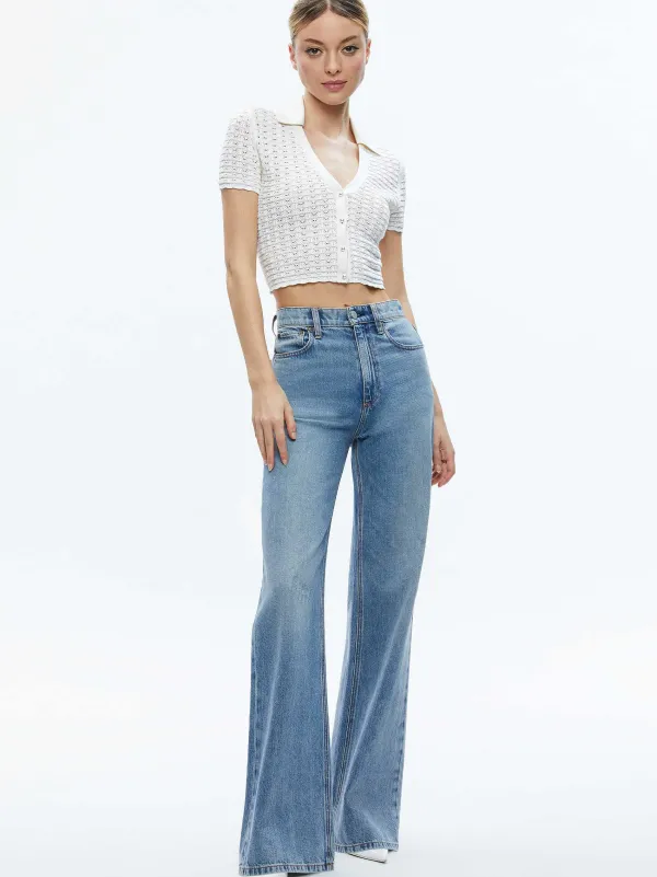 Alice and Olivia Linda Cropped Polo-Women Tops
