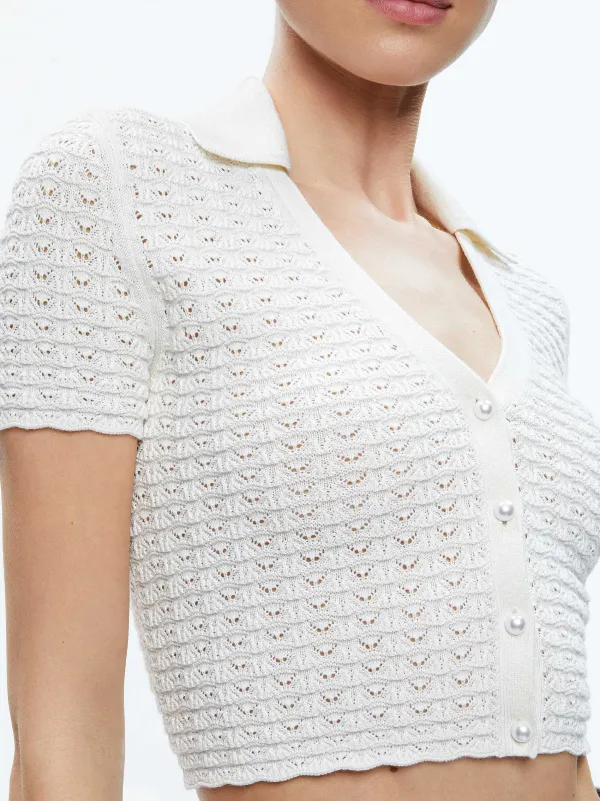 Alice and Olivia Linda Cropped Polo-Women Tops
