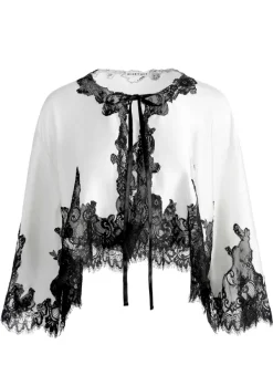 Alice and Olivia Loree Lace Tie Front Cropped Jacket-Women Tops