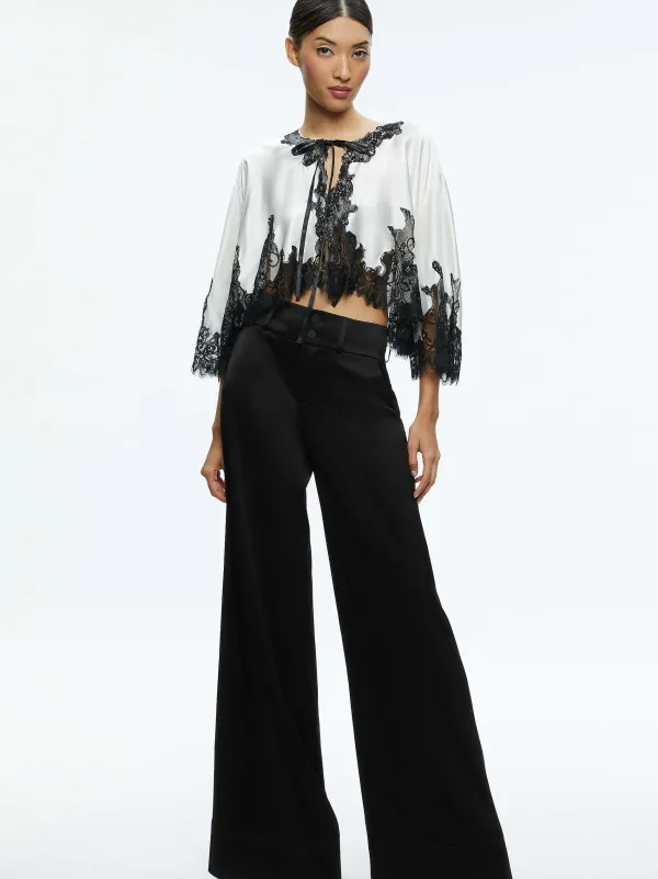 Alice and Olivia Loree Lace Tie Front Cropped Jacket-Women Tops