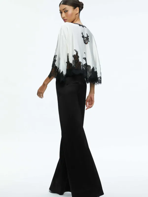 Alice and Olivia Loree Lace Tie Front Cropped Jacket-Women Tops
