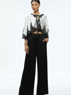 Alice and Olivia Loree Lace Tie Front Cropped Jacket-Women Tops