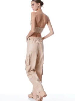 Alice and Olivia Luis Vegan Leather Cargo Pant-Women Pants