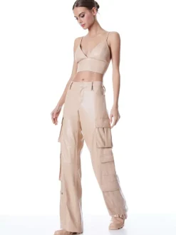 Alice and Olivia Luis Vegan Leather Cargo Pant-Women Pants