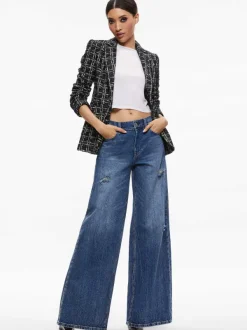 Alice and Olivia Macey Fitted Notch Collar Blazer-Women Jackets + Coats