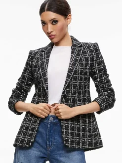 Alice and Olivia Macey Fitted Notch Collar Blazer-Women Jackets + Coats