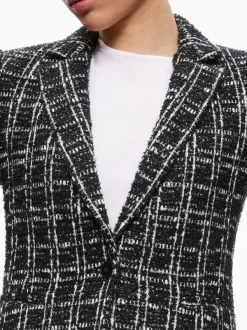 Alice and Olivia Macey Fitted Notch Collar Blazer-Women Jackets + Coats