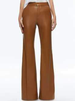 Alice and Olivia Macey Fitted Vegan Leather Blazer + Danette Vegan Leather Split Hem Trousers-Women Matching Sets