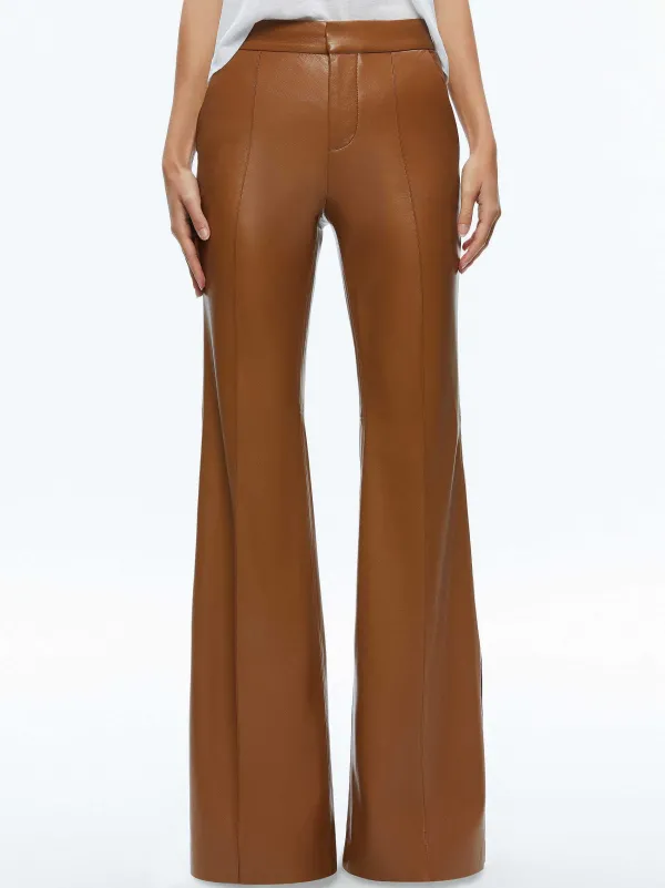 Alice and Olivia Macey Fitted Vegan Leather Blazer + Danette Vegan Leather Split Hem Trousers-Women Matching Sets