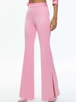 Alice and Olivia Macey Notch Collar Fitted Blazer + Danette High Rise Flare Slit Trouser-Women Matching Sets