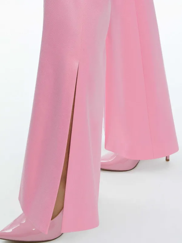 Alice and Olivia Macey Notch Collar Fitted Blazer + Danette High Rise Flare Slit Trouser-Women Matching Sets