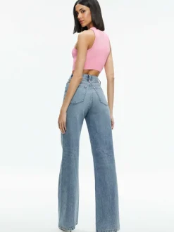 Alice and Olivia Marin Curved Hem Tank-Women Tops