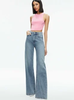 Alice and Olivia Marin Curved Hem Tank-Women Tops