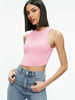 Alice and Olivia Marin Curved Hem Tank-Women Tops