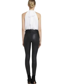 Alice and Olivia Maris Halter Neck Gathered Top-Women Tops