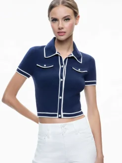 Alice and Olivia Marlena Button Front Polo-Women Tops