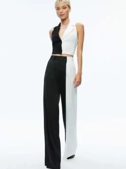 Alice and Olivia Meri Color Block Blazer Top + Pompey Color Block Pant-Women Matching Sets