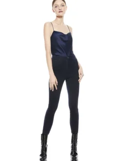 Alice and Olivia Mikah Single Button Suede Pant-Women Pants