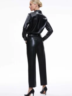 Alice and Olivia Ming Vegan Leather Ankle Pant-Women Pants