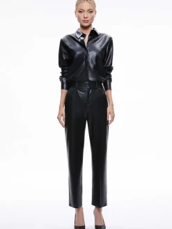 Alice and Olivia Ming Vegan Leather Ankle Pant-Women Pants