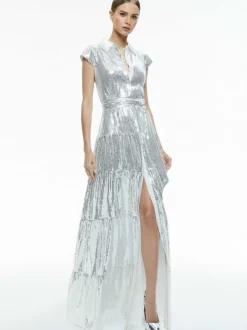 Alice and Olivia Miranda Embellished Tiered Maxi Dress-Women Dresses