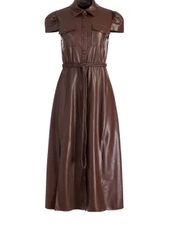 Alice and Olivia Miranda Vegan Leather Midi Dress-Women Dresses