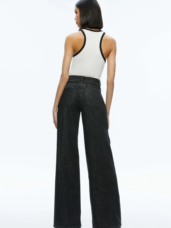 Alice and Olivia Mirtha Ribbed Racerback Tank-Women Tops