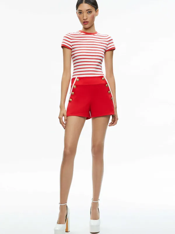 Alice and Olivia Narin High Rise Button Front Short-Women Shorts