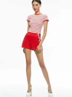 Alice and Olivia Narin High Rise Button Front Short-Women Shorts