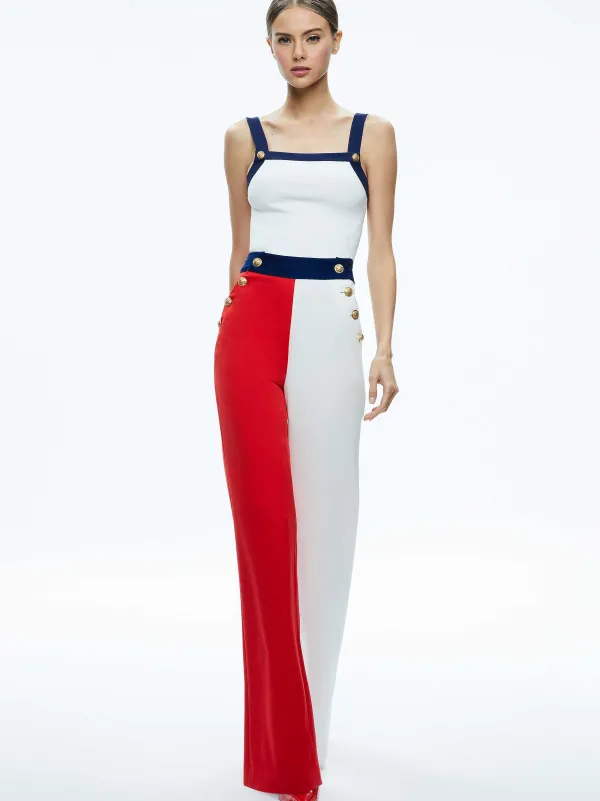 Alice and Olivia Narin High Rise Button Front Pant-Women Pants