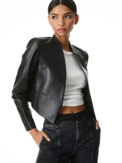Alice and Olivia New Harvey Leather Jacket-Women Jackets + Coats