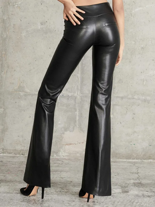 Alice and Olivia Olivia Vegan Leather Bootcut Pant-Women Pants