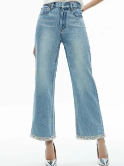 Alice and Olivia Ora High Rise Embellished Jean-Women Pants