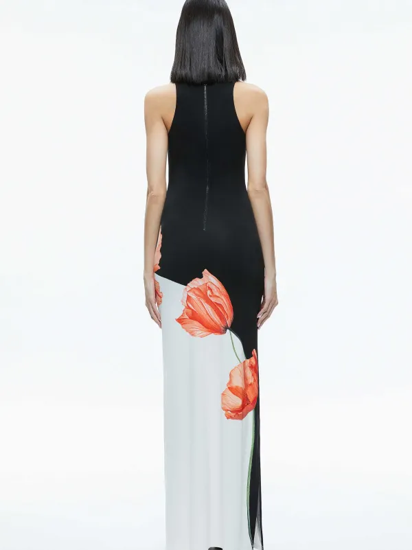 Alice and Olivia Pania Racer Neck Maxi Dress-Women Dresses
