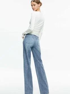 Alice and Olivia Percy Crewneck Ruched Cropped Top-Women Tops