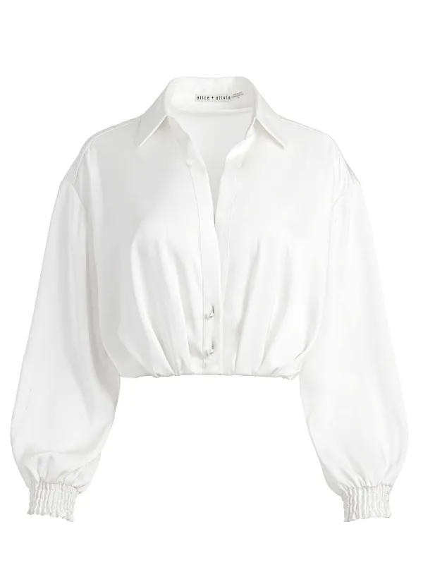 Alice and Olivia Pierre Pleated Back Button Down-Women Tops
