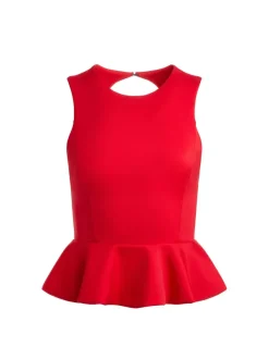 Alice and Olivia Poppy Crew Neck Peplum Top-Women Tops