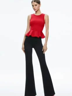 Alice and Olivia Poppy Crew Neck Peplum Top-Women Tops