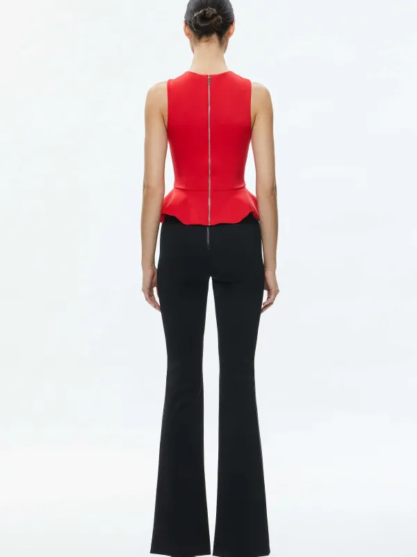 Alice and Olivia Poppy Crew Neck Peplum Top-Women Tops
