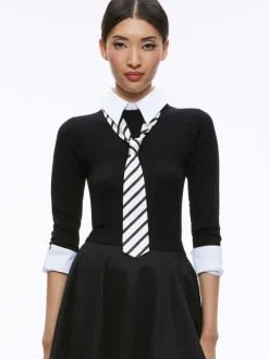 Alice and Olivia Porla Collared Tie Sweater-Women Sweaters
