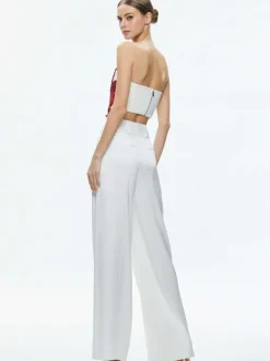 Alice and Olivia Randie Floral Applique Crop Top-Women Tops