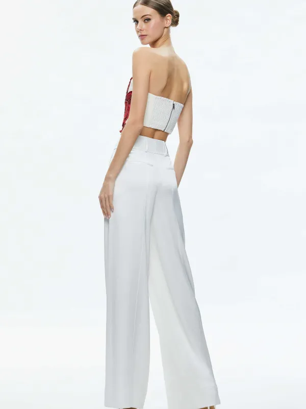Alice and Olivia Randie Floral Applique Crop Top-Women Tops