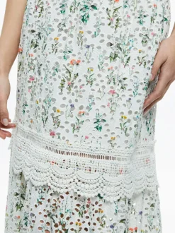 Alice and Olivia Reise Embroidered Tiered Maxi Skirt-Women Skirts
